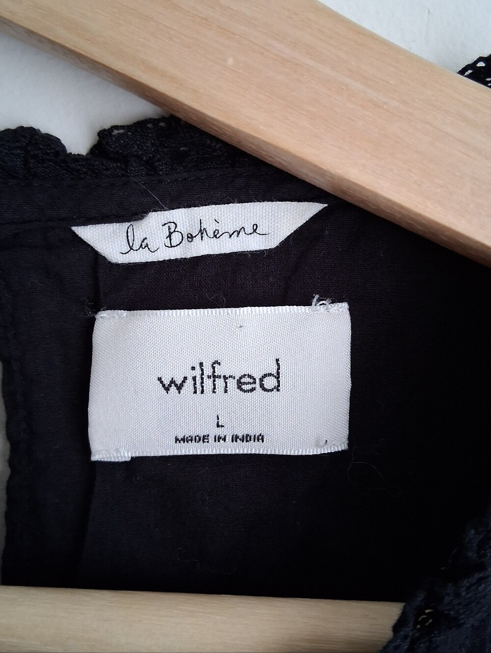 Aritzia Wilfred La Boheme Elie Broderie Cotton Lace Eyelet Dress Black Large - Picture 3 of 12